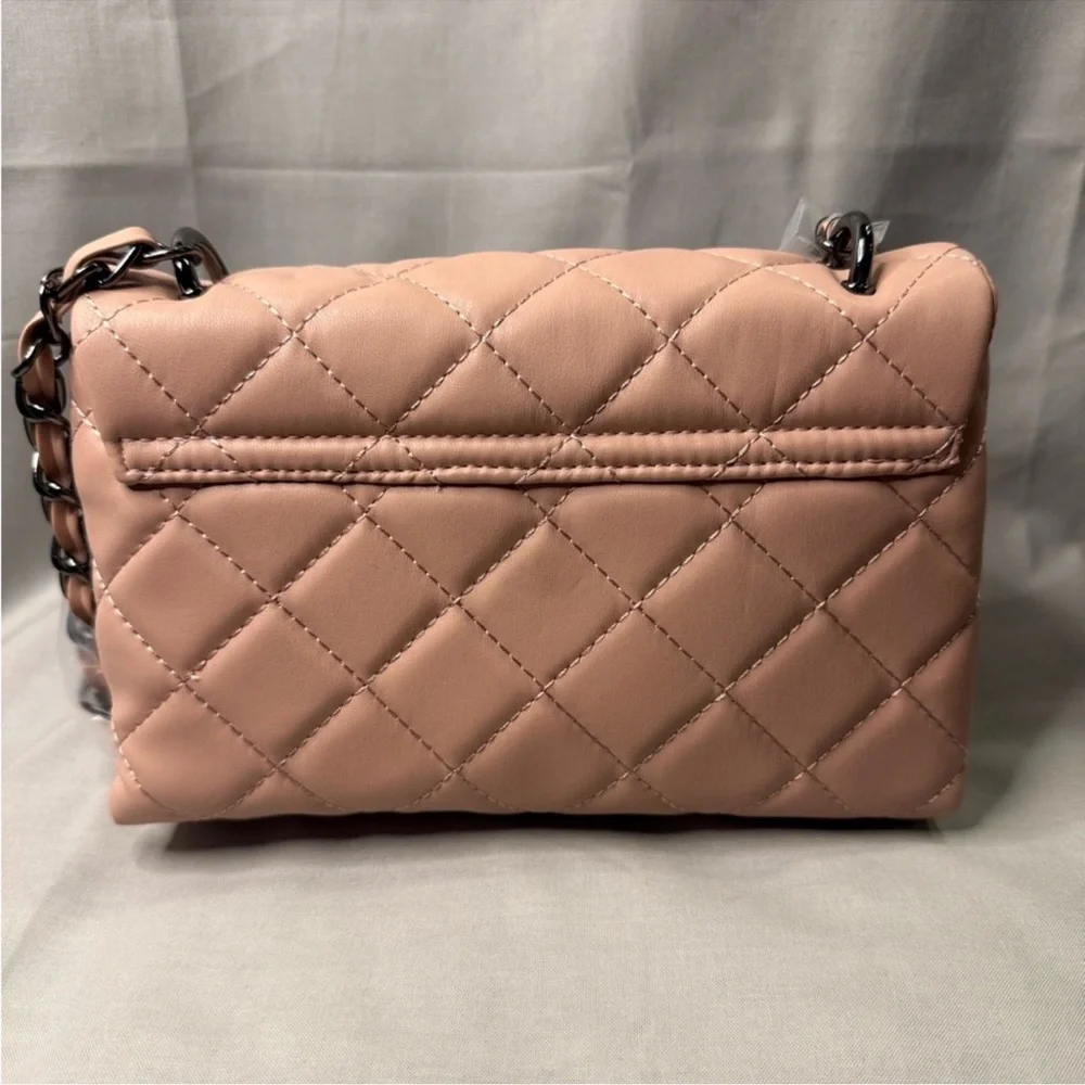 Badgley Mischka Quilted Blush Pink Messenger/Crossbody Bag
